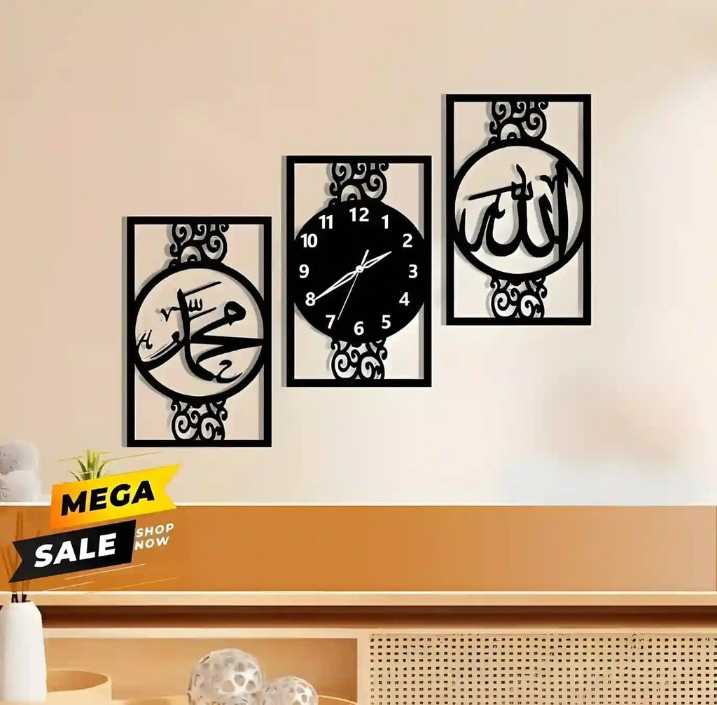 3D Wooden Wall Clock – AM Frame Shape DIY Design