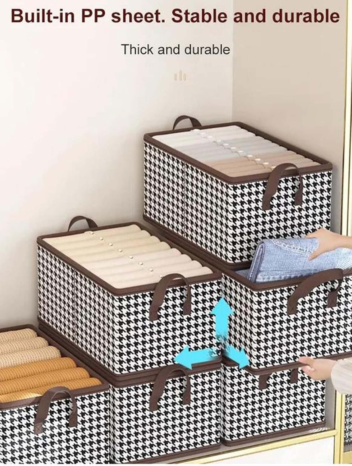 Foldable washable wadrobe Storage Box Folding Basket With Frame Clothing Organizer Drawer Cabinet Bin Containers For Wardrobe Bedroom Closet Home