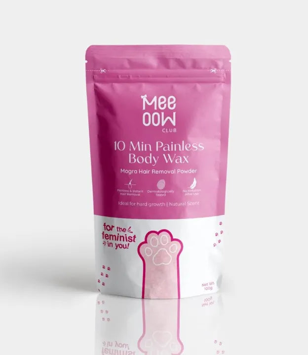 Mee Oow Original 10 Minute Painless Body Wax Powder – Natural Hair Removal Powder with Licorice Extract, Fuller’s Earth & Rice Powder – Instant Hair Removal for Women – Mogra Fragrance (100g)