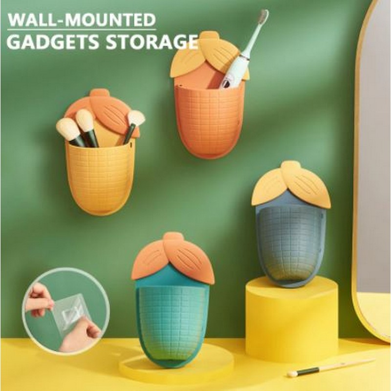 Wall Mounted Corn Shape Storage Box - Bathroom Storage Shelf - Wall Mounted Shelf Adhesive Hanger Organizer Remote Control Holder Home Decor